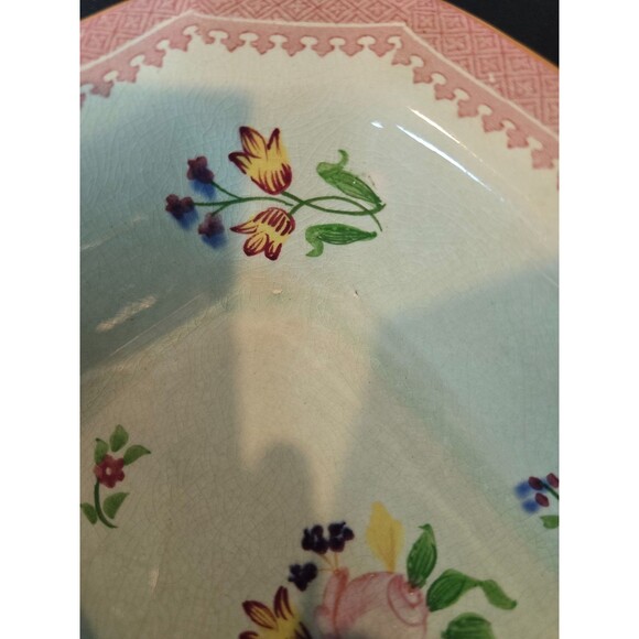 Adams Calyx Ware Hand Painted Lowestoft Vegetable Bowl 9.5" x 7.5" Vintage - Picture 4 of 9